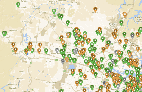 A map showing various locations marked with color-coded pins: green for parks, orange for restaurants, and brown for museums, spread across a city and surrounding areas.